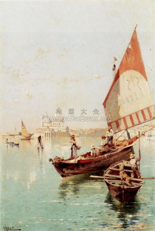 Sailboat In A Venetian Lagoon - 弗朗兹·理查德·翁特贝格尔